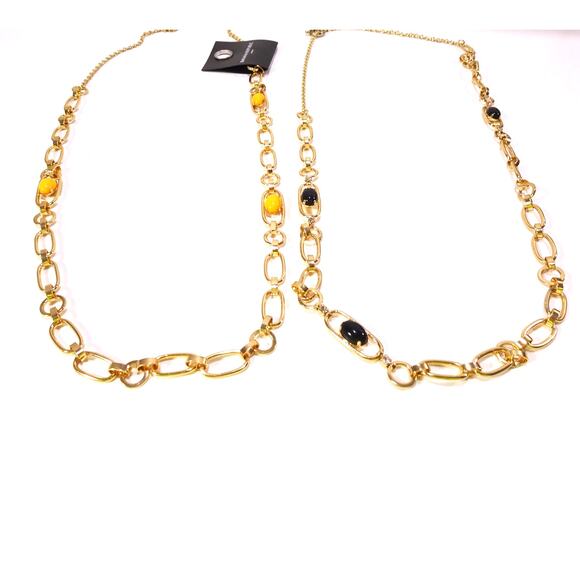 NWT Banana Republic Women's Cabochon Link Layer Necklace SET of 2 NWT 39 Ea - Picture 3 of 5